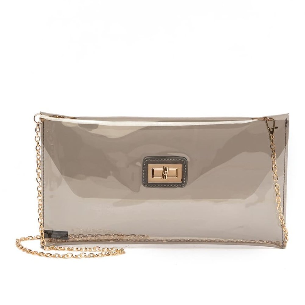 3/$30 Urban Expressions Clear Clutch - Grey Clear